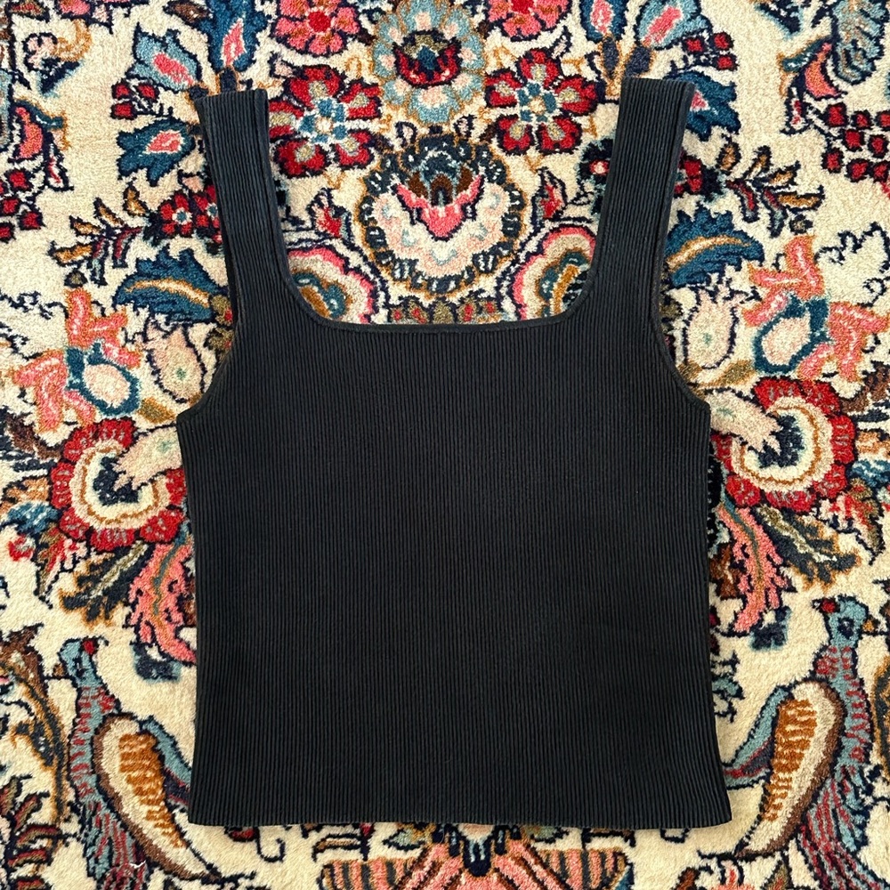 Reformation Julia Ribbed Sweater Tank - Black Small